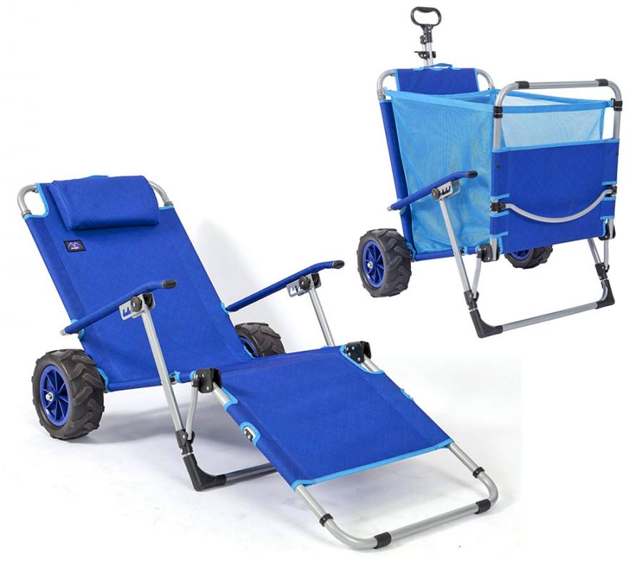 Details about  / 2 in 1 Folding Lounge Chair Cargo Cart for Outdoor Sunbathe Beach Lightweight