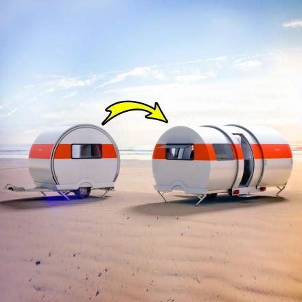 This Beauer 3X Travel Trailer Expands to Triple Its Size In Seconds