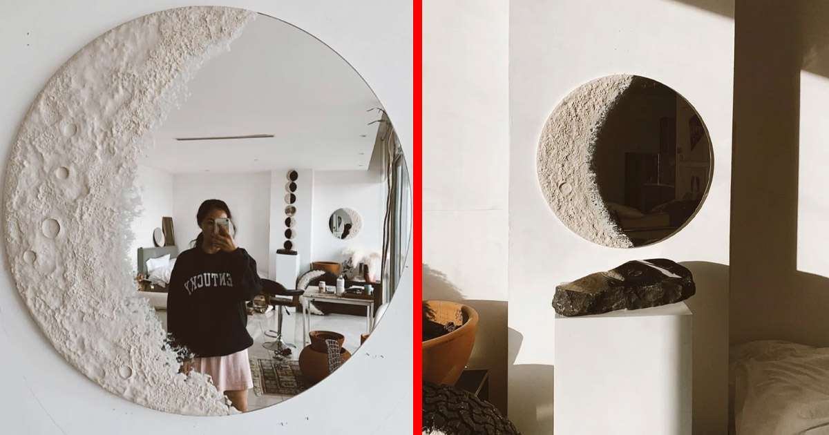 This Beautiful Lunar Mirror Is Made To Look Like a Crescent Moon