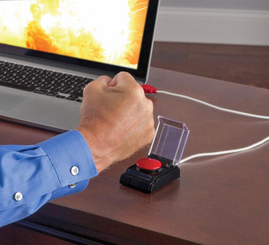 This Big Button Attaches To Your Computer To Release Stress Work