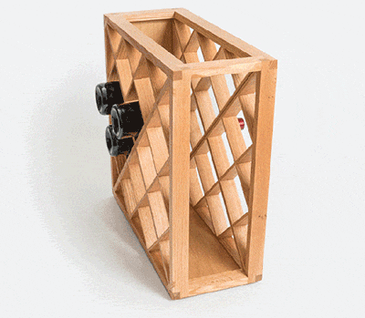 This Clever Wooden Wine Rack Uses an Optical Illusion To Hide The Wine Bottles
