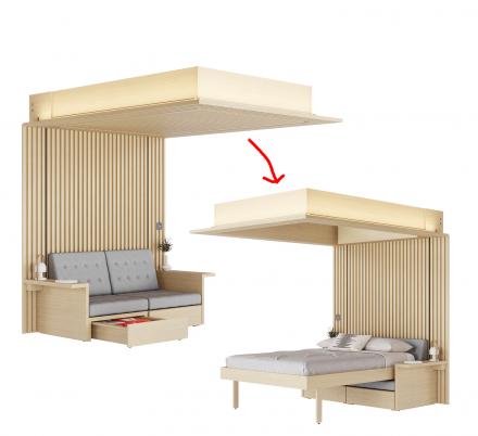 This Cloud Murphy Bed Automatically Descends From The Ceiling