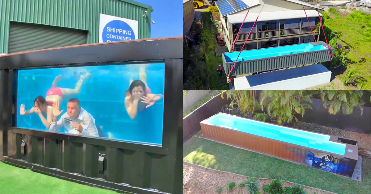 pool made out of shipping container