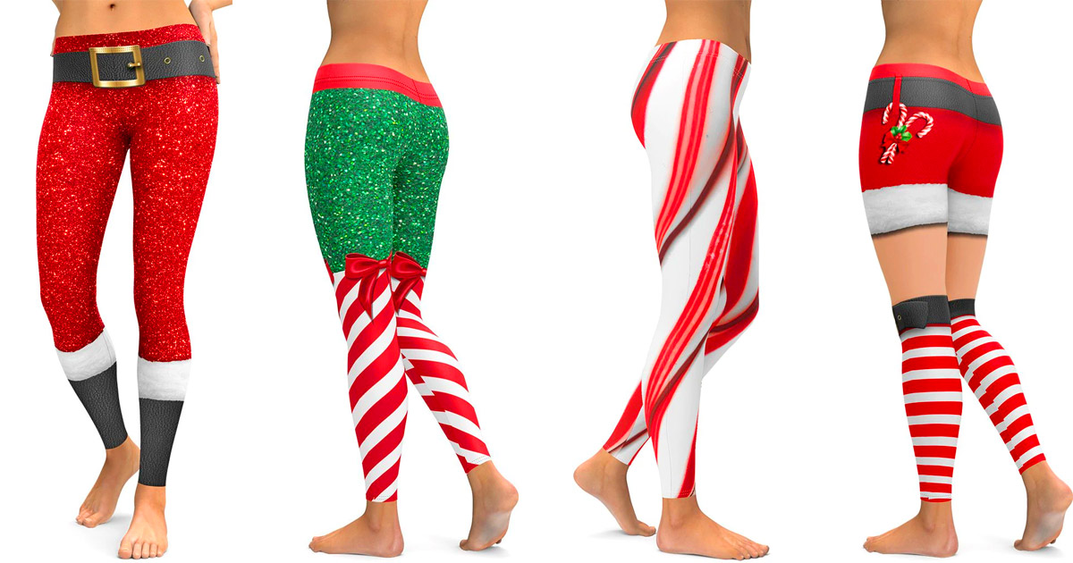 Red Plaid Print Men's Leggings | Santa Claus Mens Christmas Leggings ...