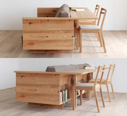 This Counter Sofa is Part Couch, Part Table, Part Bookshelf