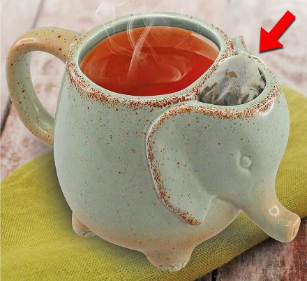 This Cute Elephant Mug Has a Spot For Your Tea Bag After It's Done Brewing