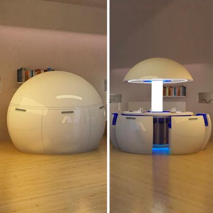 This Futuristic Dining Table Turns Into an Egg When Not In Use