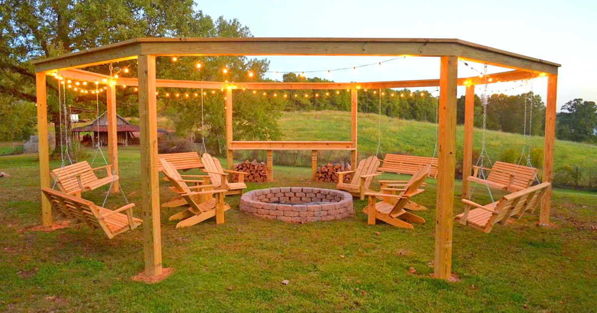 bench swing fire pit