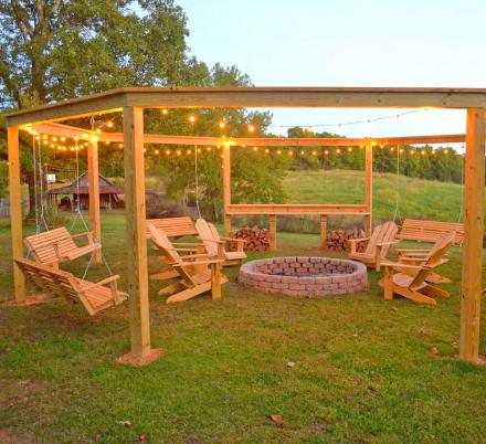 This DIY Backyard Pergola With Swings Is The Perfect Piece To Surround Your Fire Pit