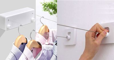 This Double Line Retractable Clothesline Is Perfect For Small Laundry Rooms Or Bathrooms This Double Line Retractable Clothesline Is Perfect For Small Laundry Rooms Or Bathrooms