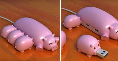 This Mama Pig USB Hub Has Three Feeding Piglets That Work as USB Flash Drives