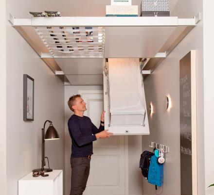 This Genius Storage Solution Lets You, Drop Down Ceiling Storage Ideas