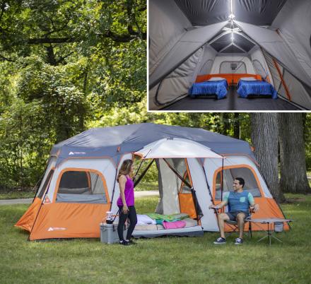 This Instant Setup Cabin Tent Has Built-In LED Lighting For Lighted Activities At Night