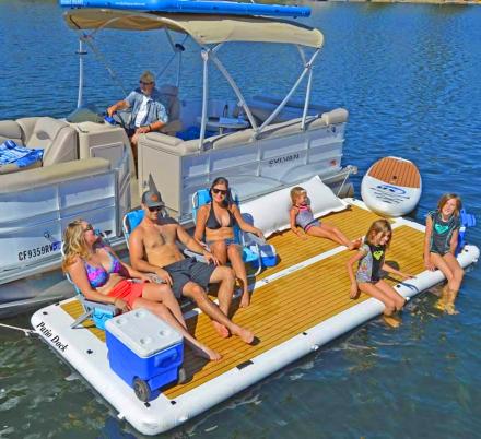 This Inflatable Patio Deck Lets You Bring Your Backyard Onto The Lake For The Ultimate Relaxation