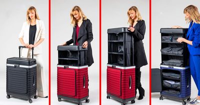 This Ingenious Pull-up Luggage Turns Into a Shelf In Seconds