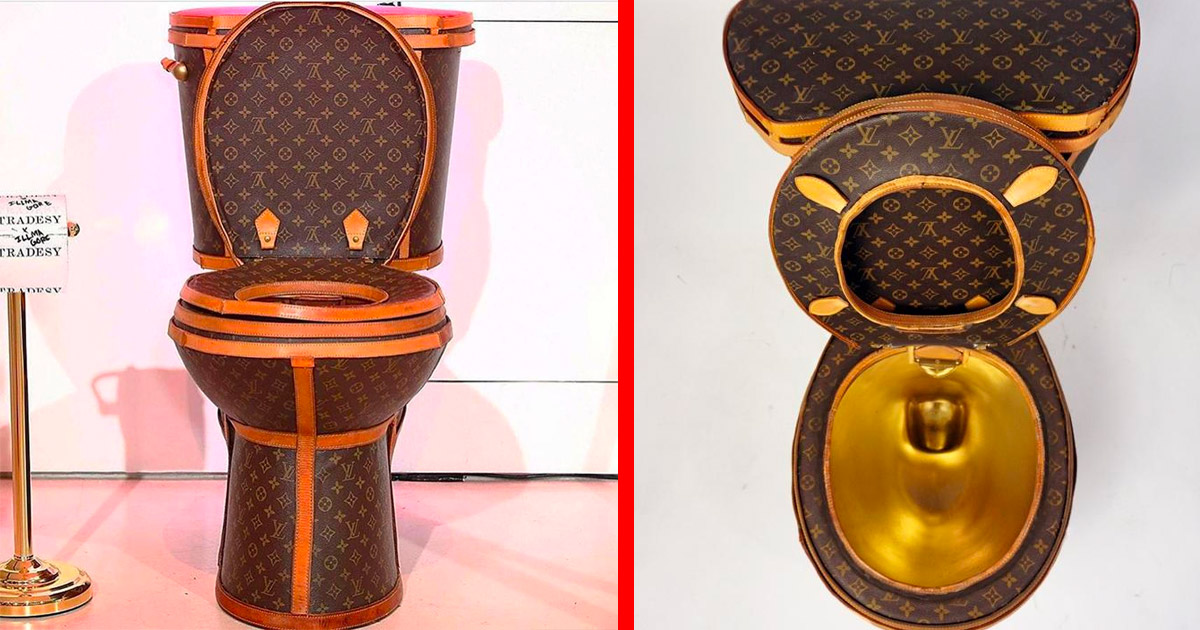 The Louis Vuitton toilet costs $100,000, This golden toilet was made out  of Louis Vuitton bags, By In The Know Gadgets