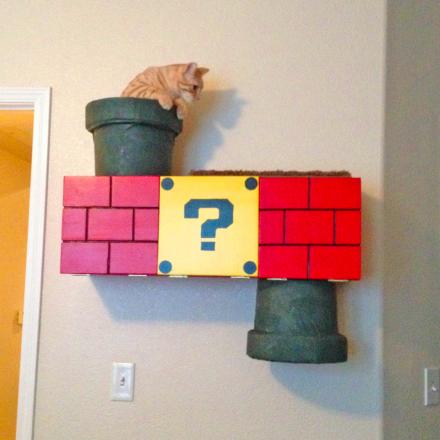 This Mario Cat Playground Creates a 3D Mario Level Right On Your Walls