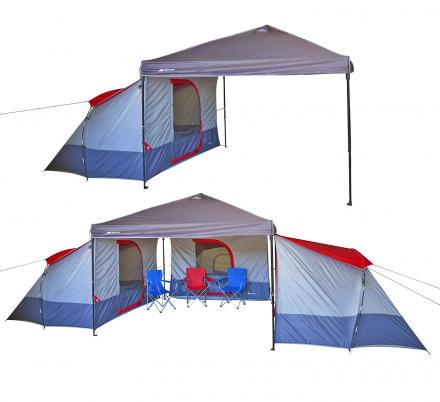 Canopy side outlet tent