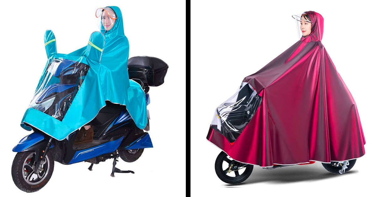 Resultat plasticitet chokolade This Moped Poncho Raincoat Keeps You Dry While Driving Your Scooter In The  Rain