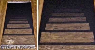 This Optical Illusion Stairs To Darkness Rug Makes It Look Like You Have a Secret Stairway