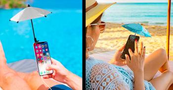 This Phone Umbrella Keeps Shade On Your Screen When At The Beach or Pool
