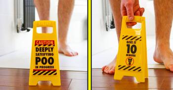 This Poo in Progress Caution Sign Is a Hilarious Warning Sign for Your Office Bathroom