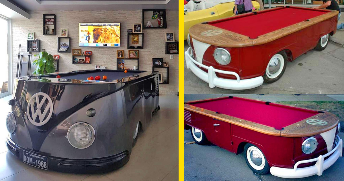 This Pool Table Was Made To Look Like a Retro Volkswagen Hippy Van