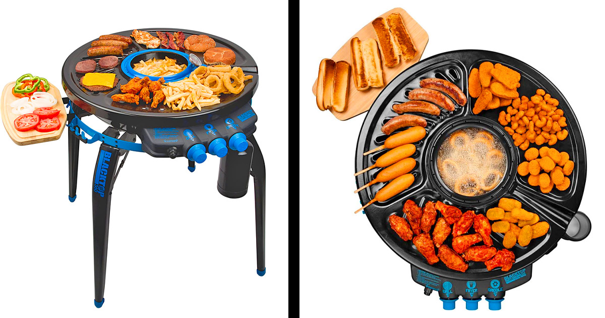 This Portable Grill Has A Deep Fryer In The Center, Is Perfect For