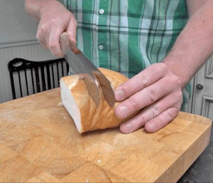 This Sandwhich Bread Knife Cuts Two Slices of Bread At a Time