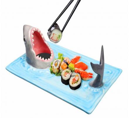 This Shark Attack Sushi Serving Platter Holds Your Dipping Sauce In The Sharks Open Jaws