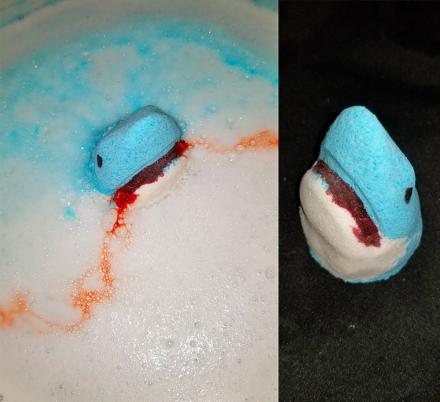 This Shark Bath Bomb Makes It Look Like a Shark Attack Just Occurred In Your Tub