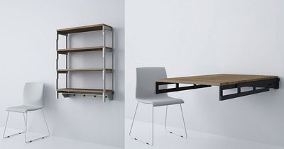 This Shelf Turns Into A Table In Seconds