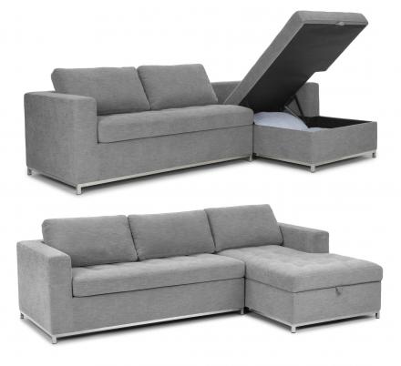 This Sofa Bed Has a Chaise Lounger That Pulls Up For a Storage Area