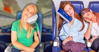 This Travel Pillow Props Your Head Up While Traveling On a Plane