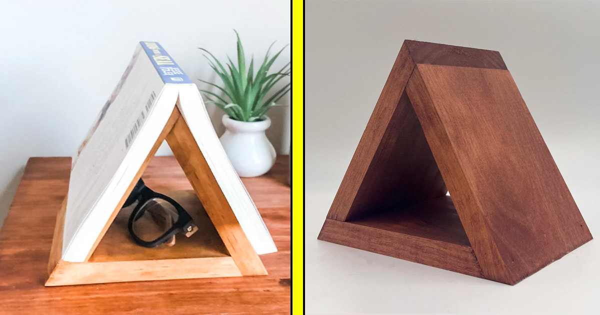 This Triangular Wooden Book-holder and Bookmark Is Perfect For Any