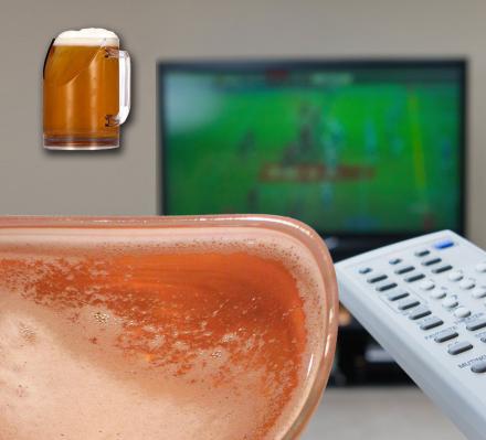 This TV Beer Mug Is Slanted So You Can Still See The TV While Drinking