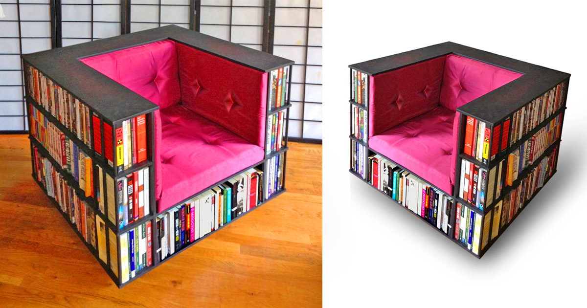 This Ultimate Reading Chair Has A Built In Bookcase
