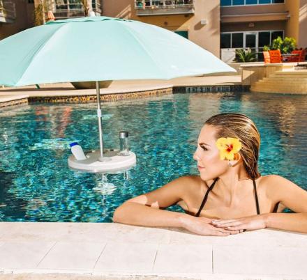 This Umbrella Buoy Can Hold Your Drinks And Give You Shade In The Pool