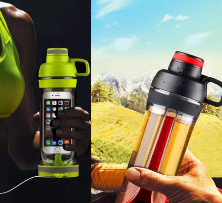 This Water Bottle Has a Storage Compartment For Your Phone