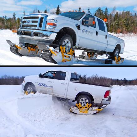This Wheel Driven Track System Turns Your Truck Into a Snowmobile