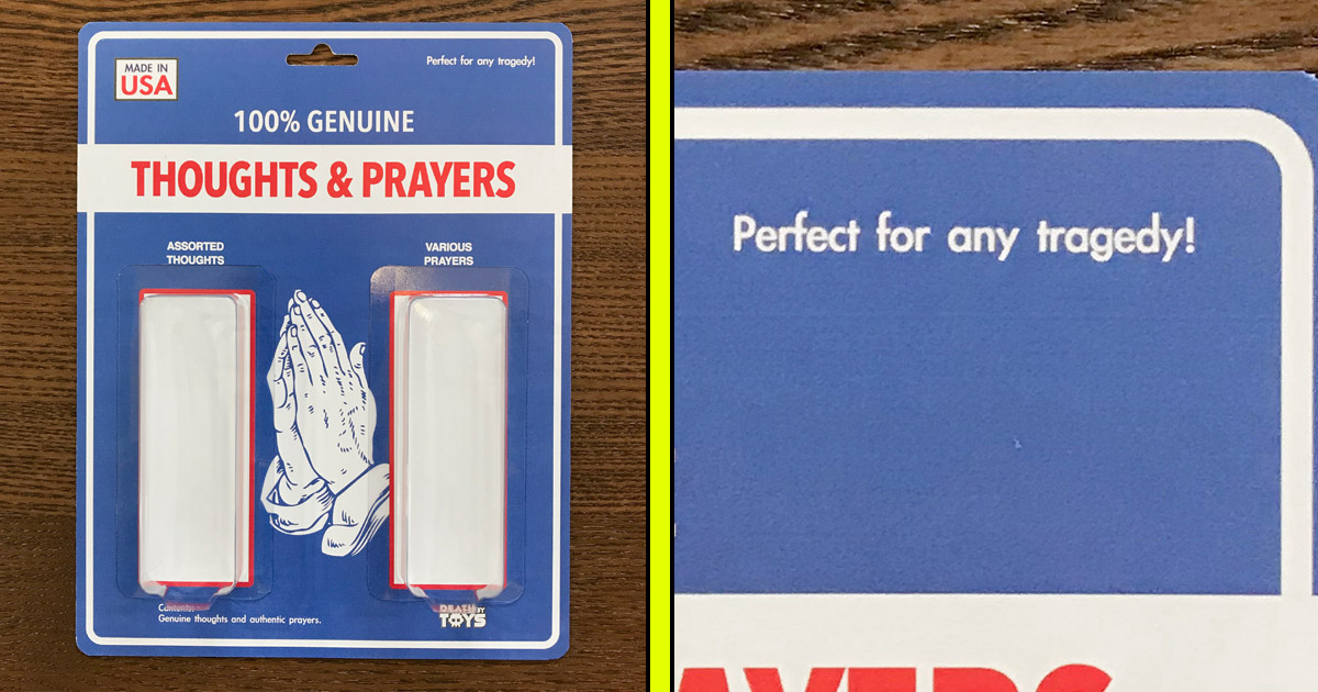 Thoughts and Prayers Empty Action Figure Box Is Perfect Troll Gift For