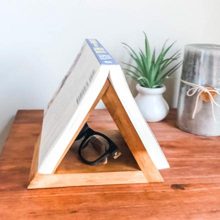 This Triangular Wooden Book-holder and Bookmark Is Perfect For Any Book-Readers Night-Stand