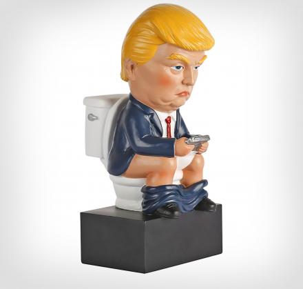 Trump Tweeting On The Toilet Mini Statue