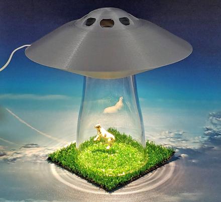 This UFO Lamp Makes It Look Like Aliens are Abducting a Cow, People, Dog, etc.