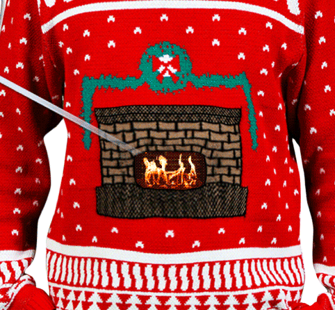 Ugly Christmas Sweater Uses Your Smart Phone To Display An Animated Fireplace
