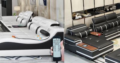 Ultimate Couch: Giant Leather Sectional With Integrated Massage Chair and Speakers