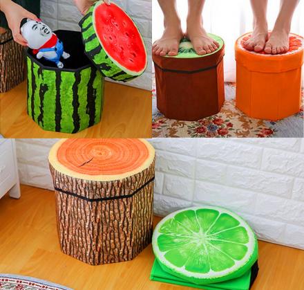 Unique 3D Fruit Folding Storage Organizer and Ottoman