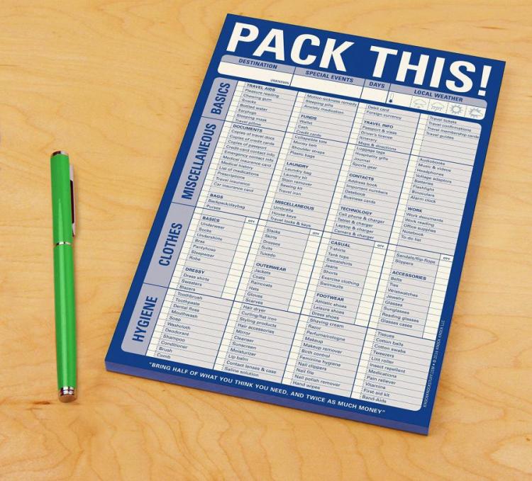 Pack This: A Notepad Travel Checklist So You Remember To Pack Everything