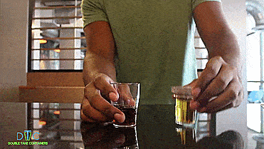 DoubleTake Shot Glass - Shot glass with second container for shot chaser - release finger hole to drink chaser
