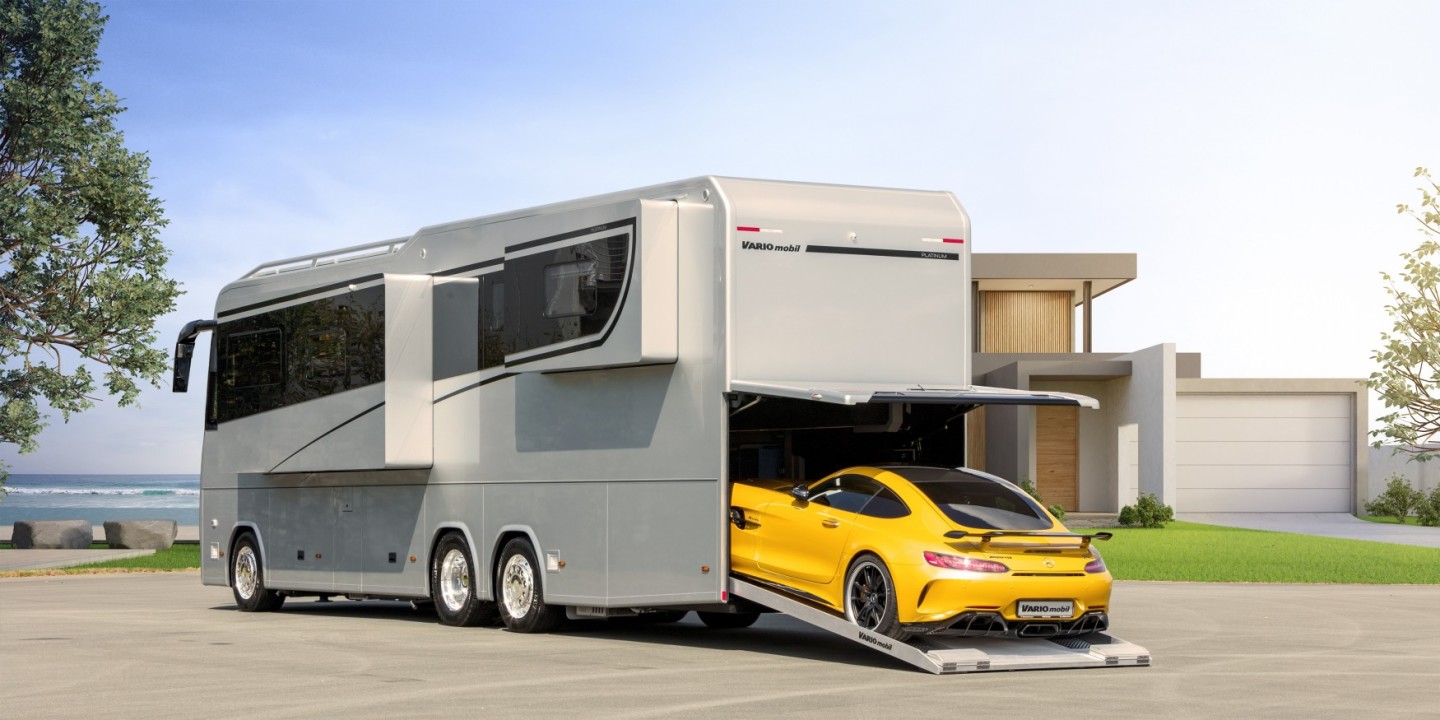 This Amazing $1.8 Million Ultra-Luxury RV Has Its Own Garage In The Back